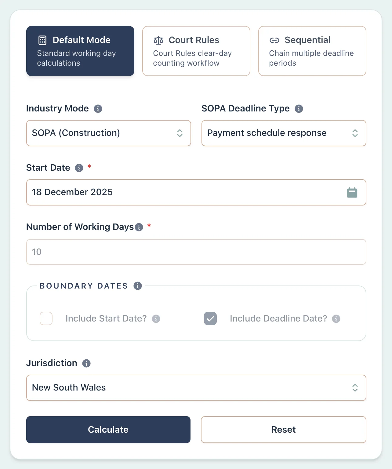 NSW SOPA payment claim response scenario setup