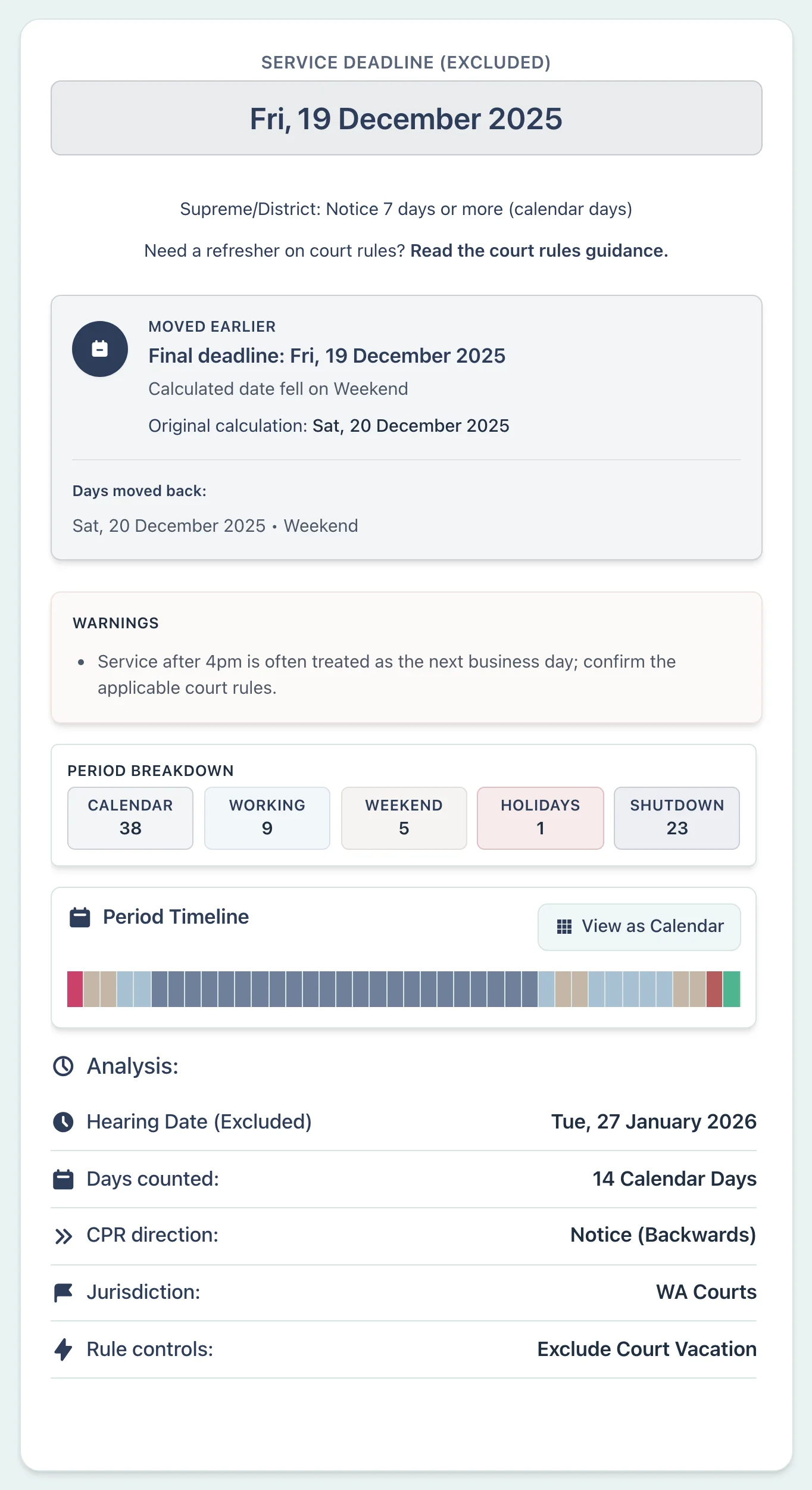 WA court vacation suspension calculation