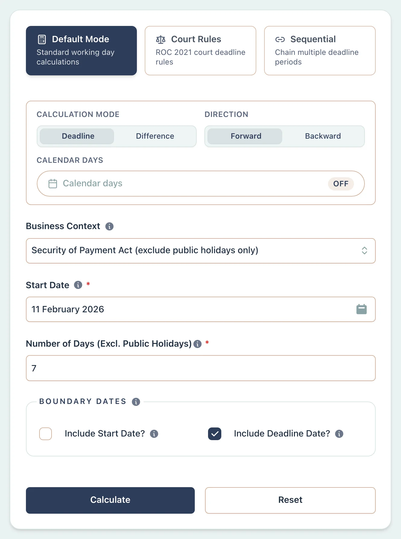 SOPA adjudication application scenario setup